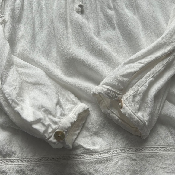 Roots Canada Rayon Linen Blend White Peasant Style Blouse - Picture 12 of 15